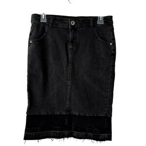 Yessica Denim Jean Skirt Eur 36 US 6/S Black Denim Grunge Goth Witchy Streetwear